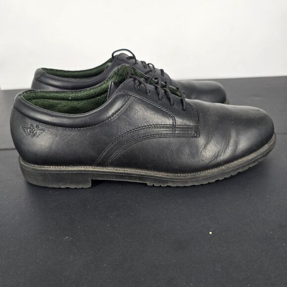Dockers Oxford Shoes Mens 10M Black Leather Lace Up Uniform Work Dress Lug Sole - Picture 1 of 9